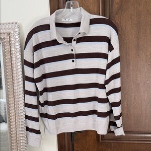 Madewell Brown and Gray Striped Sweater